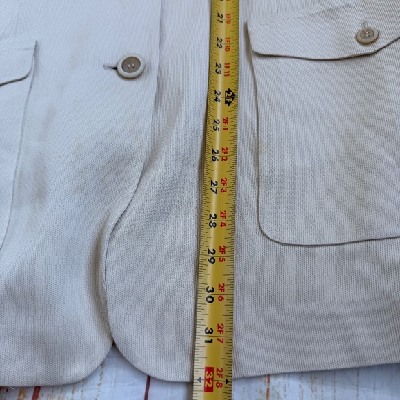 WORTH | 100% Pure Silk Blazer Jacket | Size 14 | Beige Neutral Elegance - Picture 5 of 7